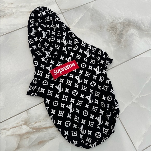 Boutique Other - HANDMADE Gucci Logo Print + Supreme Patch Designer Luxury Sweater Dogs or Cats